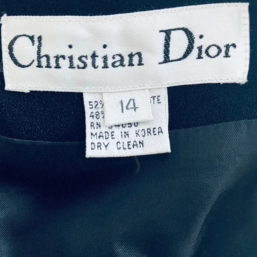 Vintage Christian Dior black collarless blazer